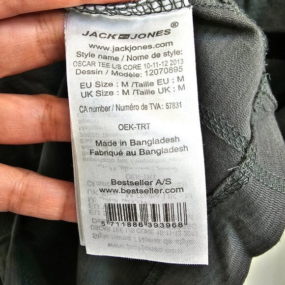 Jack & Jones Long Sleeved Cotton Shirt, Deadstock Workwear, Dark Grey, Size M - Picture 5 of 16